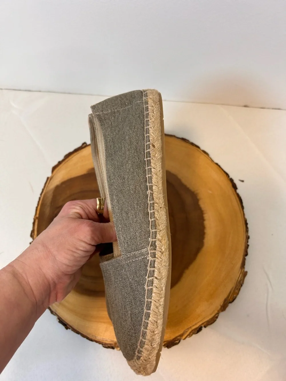 Franco Sarto Olive-Taupe Espadrille Slip-On Flats Woven Jute Sole Women’s‎ 8